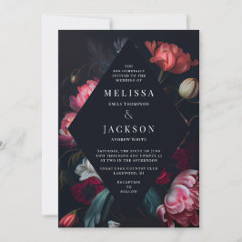 Invitación a la boda floral de Moody Peony