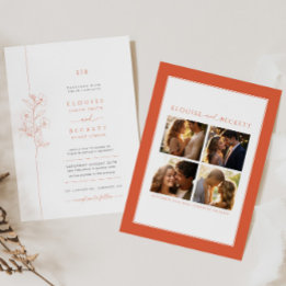 Invitación a la boda floral de Naranja brillante c