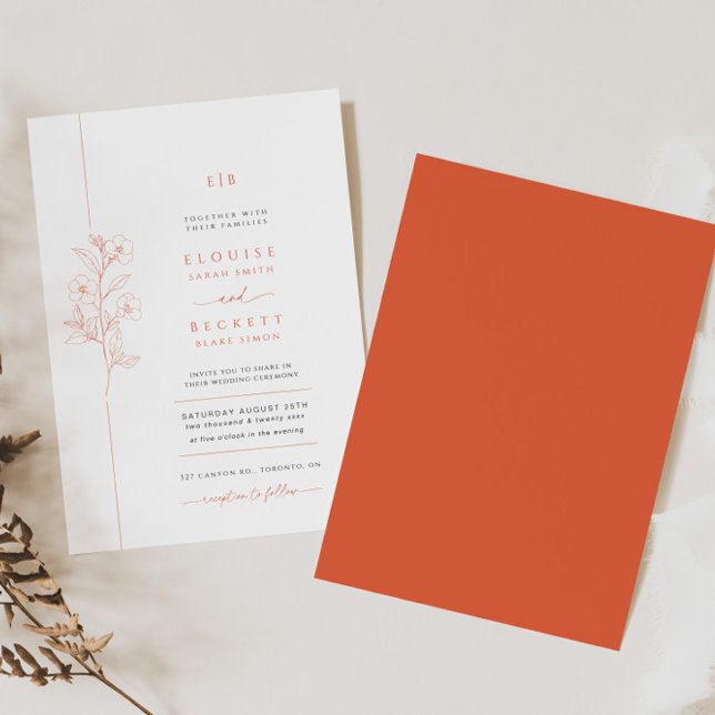 Invitación a la boda floral de Naranja brillante m (Subido por el creador)