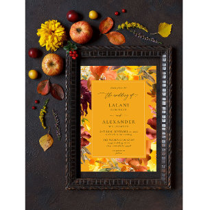 Invitación a la boda floral de naranja y otoño ama