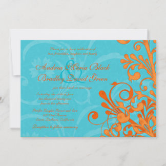 Invitación a la boda floral de Naranjas y de Aqua
