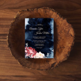 Invitación a la boda floral de noche estrellada