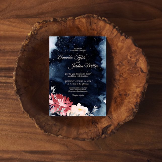 Invitación a la boda floral de noche estrellada (Subido por el creador)