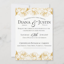 Invitación a la boda floral de oro