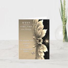 Invitación a la Boda Floral de Oro Metálico Modern