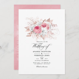 Invitación a la boda floral de oro rosa y Rosa de 