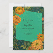 Invitación a la Boda Floral de Oro Verde Rústico O