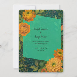 Invitación a la Boda Floral de Oro Verde Rústico O