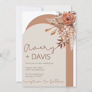 Invitación a la boda floral de otoño
