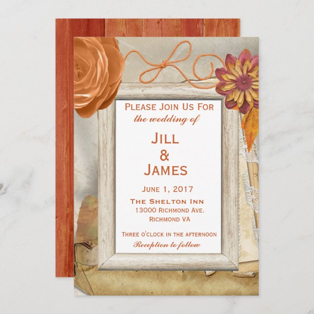 Invitación a la boda floral de otoño (Anverso / Reverso)