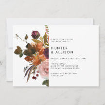 Invitación a la boda floral de otoño