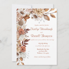Invitación a la boda floral de otoño