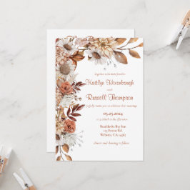 Invitación a la boda floral de otoño