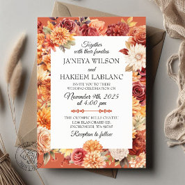 Invitación a la boda floral de otoño
