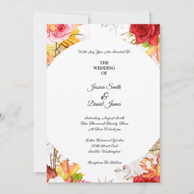 Invitación a la boda floral de otoño (Anverso)
