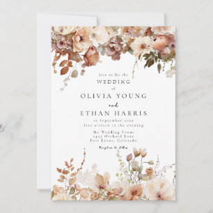 Invitación a la boda floral de otoño