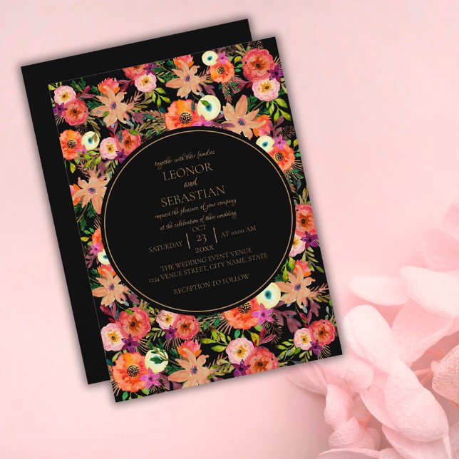 Invitación a la boda floral de otoño en negrita (Subido por el creador)