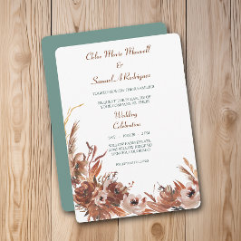 Invitación a la boda floral de otoño en Sepia