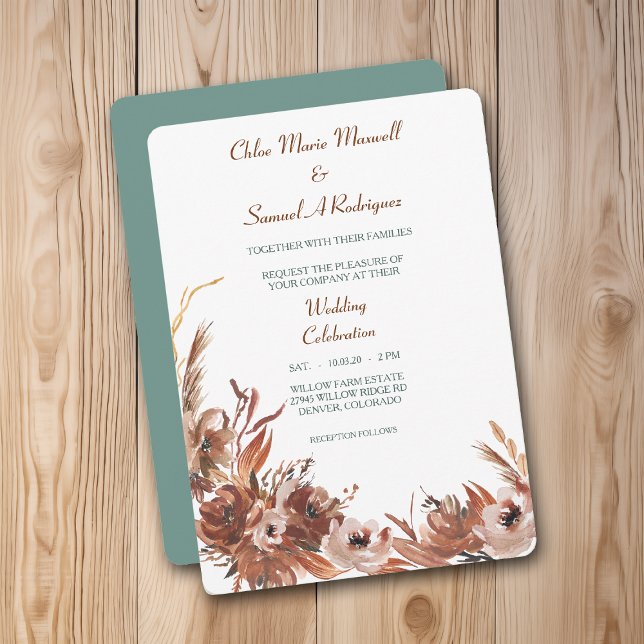 Invitación a la boda floral de otoño en Sepia (Subido por el creador)