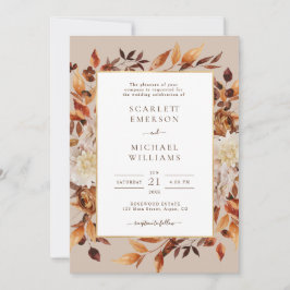 Invitación a la boda floral de otoño moderna