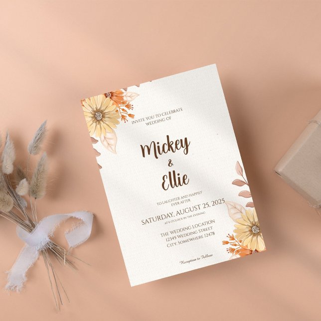 Invitación a la boda floral de otoño rústica (Subido por el creador)