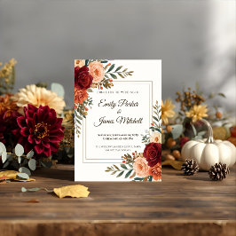 Invitación a la boda floral de otoño rústica