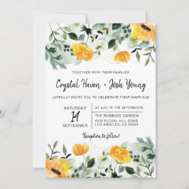 Invitación a la boda floral de otoño y verde