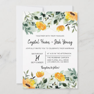 Invitación a la boda floral de otoño y verde