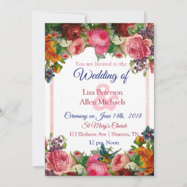 Invitación a la boda floral de pájaro azul para Ro