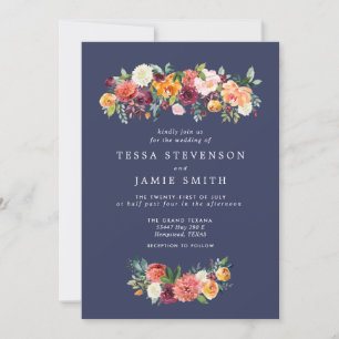 Invitación a la Boda Floral de Paprika Burgundy