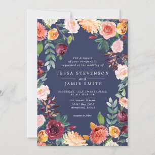 Invitación a la Boda Floral de Paprika Burgundy