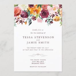 Invitación a la Boda Floral de Paprika Burgundy