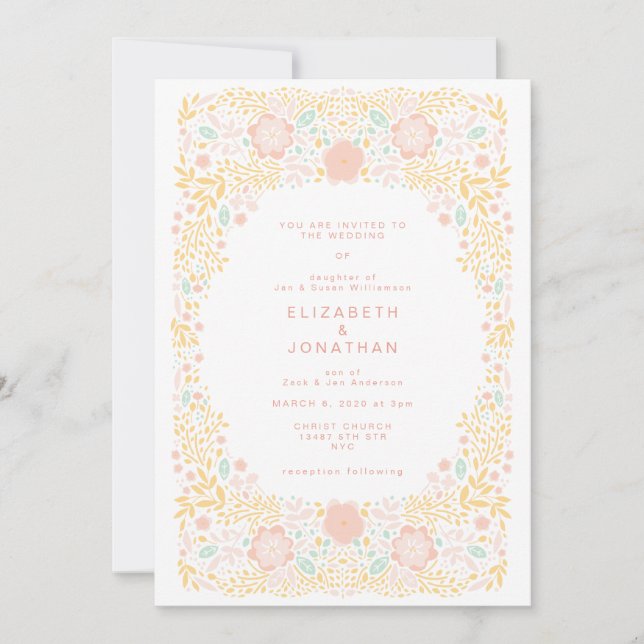 Invitación a la Boda Floral de Pastel Candy (Anverso)