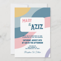 Invitación a la boda floral de Pastel Groovy Retro