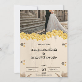 Invitación a la boda floral de Pastel Marrón