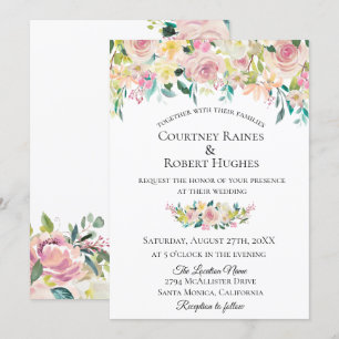 Invitación a la boda floral de Pastel Rubor