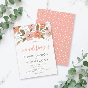 Invitación a la boda floral de Peach