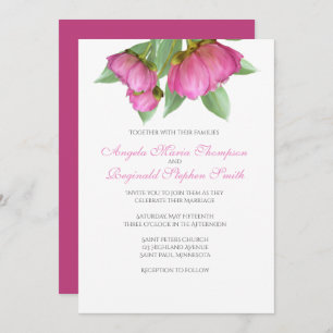 Invitación a la boda floral de Peonies