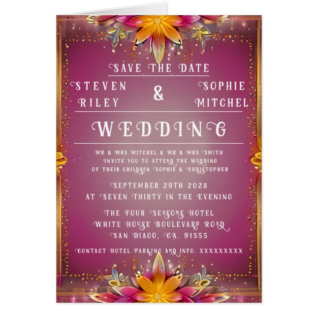 Invitación a la boda floral de personalizable (Frente)