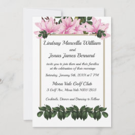 Invitación a la boda floral de Pink Magnolia Green