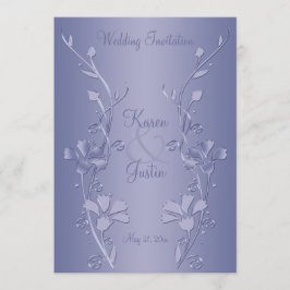 Invitación a la boda floral de plata y violeta
