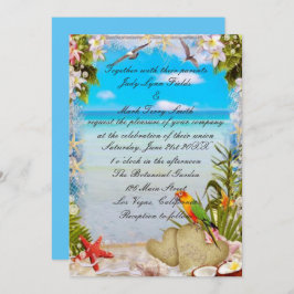 Invitación a la boda floral de playa tropical
