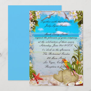 Invitación a la boda floral de playa tropical