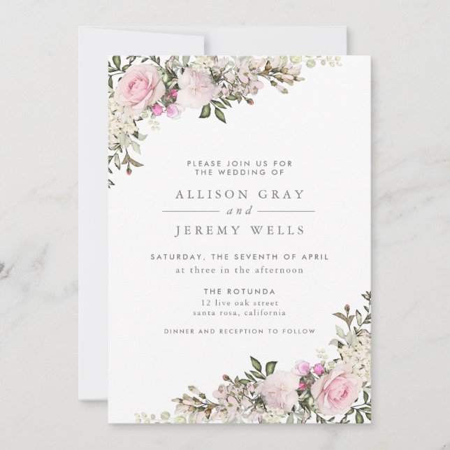 Invitación a la boda floral de primavera (Anverso)