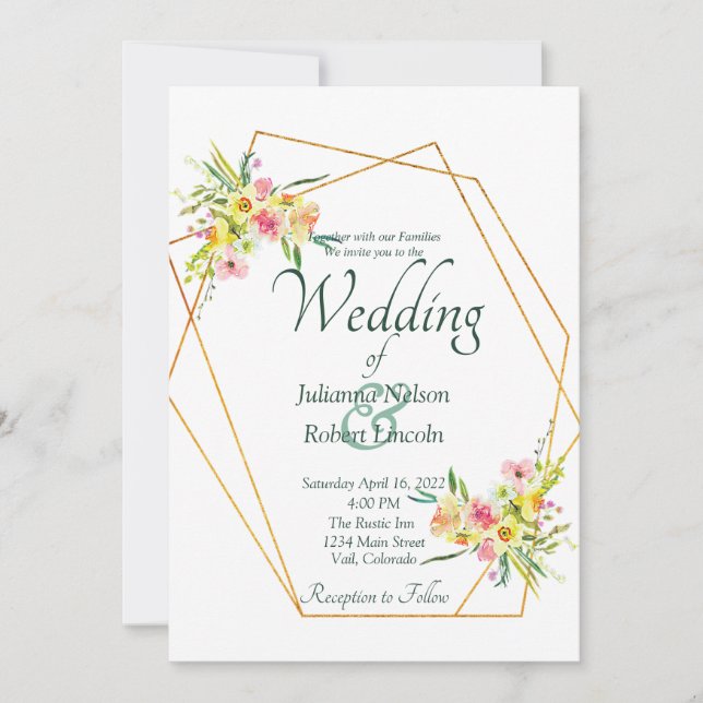 Invitación a la boda floral de primavera (Anverso)