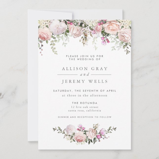 Invitación a la boda floral de primavera (Anverso)