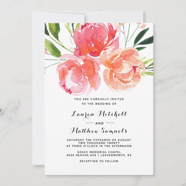 Invitación a la boda floral de primavera (Anverso)