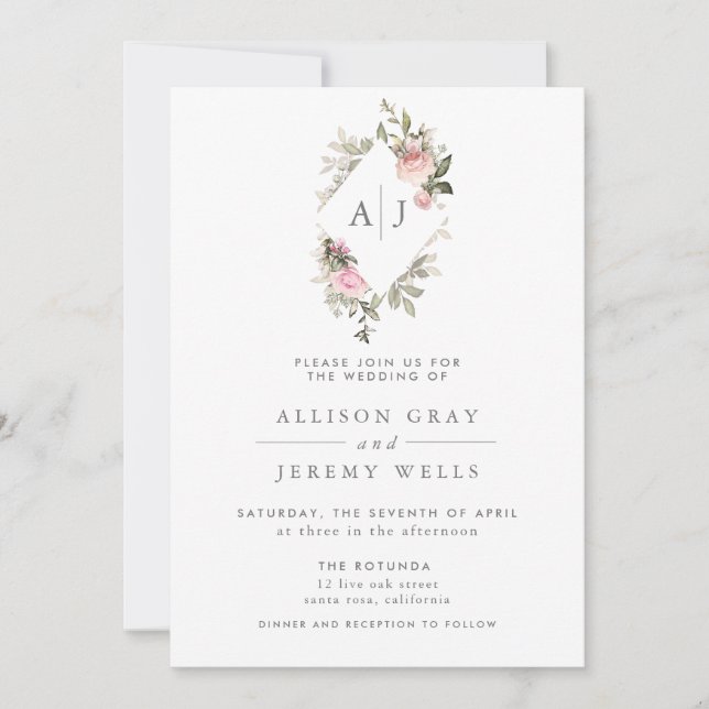 Invitación a la boda floral de primavera (Anverso)