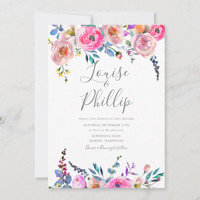 Invitación a la boda floral de primavera (Anverso)