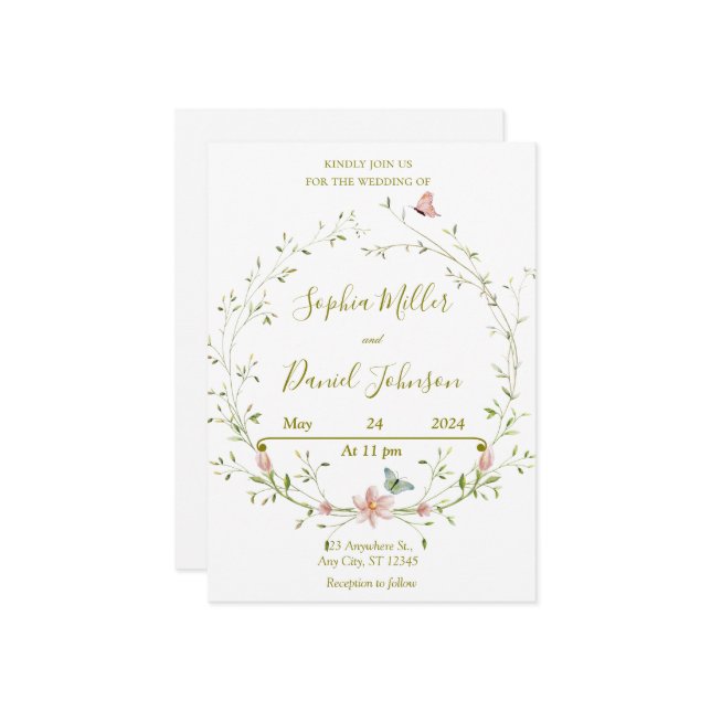 Invitación a la boda floral de primavera (Anverso/Reverso In Situ)